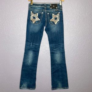 Miss Me Distressed Star Bootcut Jeans